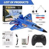 Fastsurfe - Rc Vliegtuig F22 Raptor Helicopter Afstandsbediening Vliegtuigen 2.4G Vliegtuig Afstandsbediening Epp Schuim - 1 batterij -  Rc Verticale Vliegtuig - Kinderen - Speelgoed