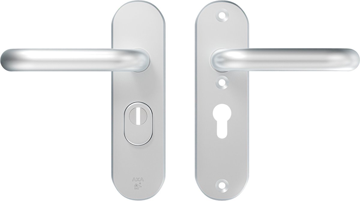 AXA Veiligheidsbeslag (Oval Plus) Kortschild Aluminium geslepen: Kruk-Kruk (model U) PC55 met kerntrekbeveiliging SKG***