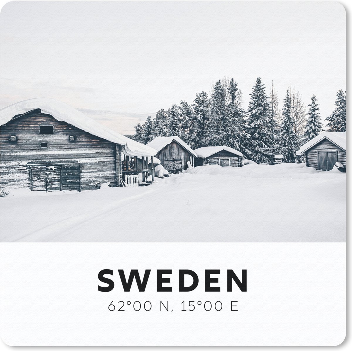 Muismat 30x30 cm - Mousepad Zweden - Scandinavië - Sneeuw - Winter - Muismatten
