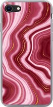 Convient pour coque iPhone SE 2022 - Imprimé marbre - Rose - Rouge - Étui de téléphone en Siliconen