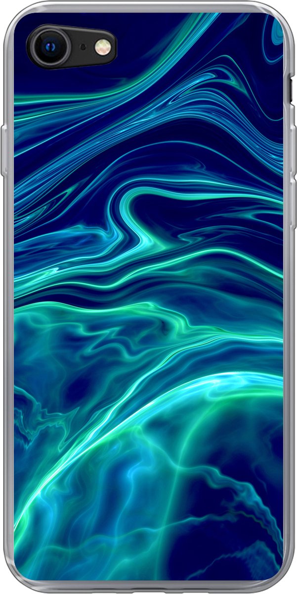 Telefoonhoesje Geschikt voor iPhone SE 2022 hoesje - Abstract - Waves - Design - Siliconen Telefoonhoesje Telefoonhoesje