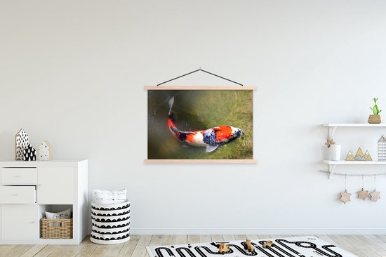 carpe koi au fond d'un étang affiche école lattes plates vierges 120x80 cm - Tirage photo sur affiche textielposter (décoration murale salon / chambre)