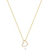 Twice As Nice Halsketting in 18kt verguld zilver, open hart, zirkonia 40 cm