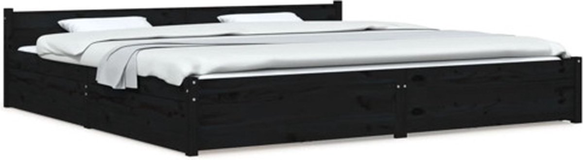 vidaXL Bedframe met lades zwart 200x200 cm