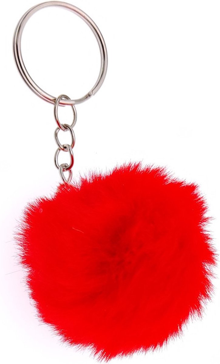 Sleutelhanger Fluffy / Pompom - Rood