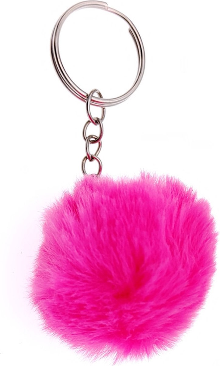 Sleutelhanger Fluffy / Pompom - Roze