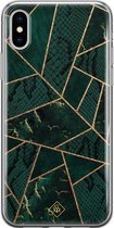 Casimoda® hoesje - Geschikt voor iPhone Xs Max - Abstract Groen - Siliconen/TPU telefoonhoesje - Backcover - Geometrisch patroon - Groen