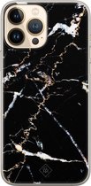 Casimoda® hoesje - Geschikt voor iPhone 13 Pro Max - Marmer Zwart - Siliconen/TPU telefoonhoesje - Backcover - Marmer - Zwart