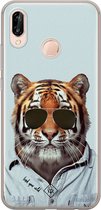Casimoda® hoesje - Geschikt voor Huawei P20 Lite (2018) - Tijger Wild - Siliconen/TPU - Soft Case - Blauw - Tijger