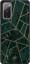 Casimoda® hoesje - Geschikt voor Samsung Galaxy S20 FE - Abstract Groen - Zwart TPU Backcover - Geometrisch patroon - Groen