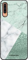 Casimoda® hoesje - Geschikt voor Samsung Galaxy A50 - Minty Marmer Collage - Zwart TPU Backcover - Marmer - Mint