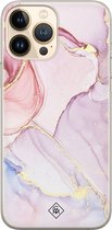 Casimoda® hoesje - Geschikt voor iPhone 13 Pro Max - Marmer roze paars - Siliconen/TPU telefoonhoesje - Backcover - Marmer - Paars