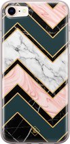 Casimoda® hoesje - Geschikt voor iPhone 8 - Marmer Triangles - Siliconen/TPU telefoonhoesje - Backcover - Marmer - Multi