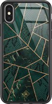 Casimoda® hoesje - Geschikt voor iPhone Xs - Abstract Groen - Luxe Hard Case Zwart - Backcover telefoonhoesje - Groen