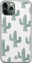 Casimoda® hoesje - Geschikt voor iPhone 11 Pro Max - Cactus Print - Siliconen/TPU telefoonhoesje - Backcover - Planten - Groen