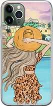 Casimoda® hoesje - Geschikt voor iPhone 11 Pro Max - Sunset Girl - Siliconen/TPU telefoonhoesje - Backcover - Geen opdruk - Multi