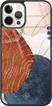 Casimoda® hoesje - Geschikt voor iPhone 12 Pro - Abstract Terracotta - Luxe Hard Case Zwart - Backcover telefoonhoesje - Multi