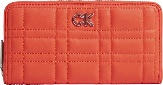 Calvin Klein - Re-lock quilt large portefeuille z/a - femme - orange foncé