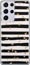 Casimoda® hoesje - Geschikt voor Samsung S21 Ultra - Hart Streepjes - Backcover - Siliconen/TPU - Zwart