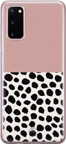Casimoda® hoesje - Geschikt voor Samsung S20 - Stippen roze - Backcover - Siliconen/TPU - Grijs