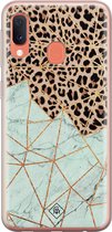 Casimoda® hoesje - Geschikt voor Samsung A20e - Luipaard Marmer Mint - Backcover - Siliconen/TPU - Roze