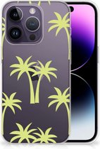 Silicone Case Geschikt voor iPhone 14 Pro Telefoonhoesje met Naam Palmtrees