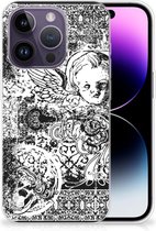 Telefoon Hoesje Geschikt voor iPhone 14 Pro Silicone Back Case Skulls Angel