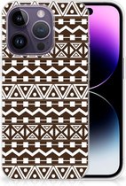 Leuk TPU Backcase Geschikt voor iPhone 14 Pro Telefoon Hoesje Aztec Brown
