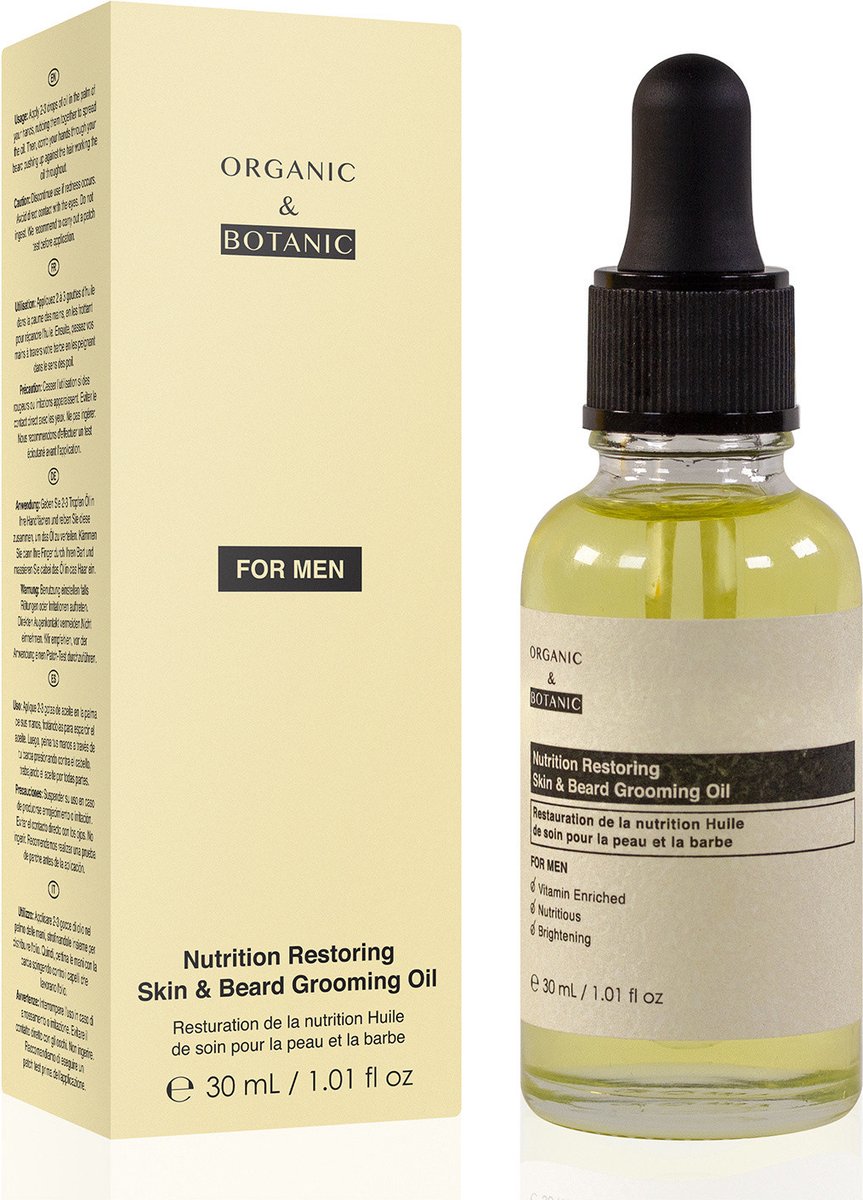 Organic & Botanic For Men Nutrition Restoring Skin & Beard Gooming Oil 30 Ml
