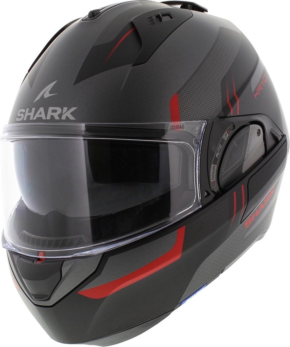Shark EVO ES systeemhelm Kryd mat antraciet zwart rood L 59-60 cm