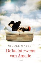 Vrouw met oranje muts ligt op een bank, titel 'De laatste wens van Amelie'.