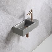 Fonteinset Mia 40.5x20x10.5cm mat grijs rechts inclusief fontein kraan, sifon en afvoerplug copper