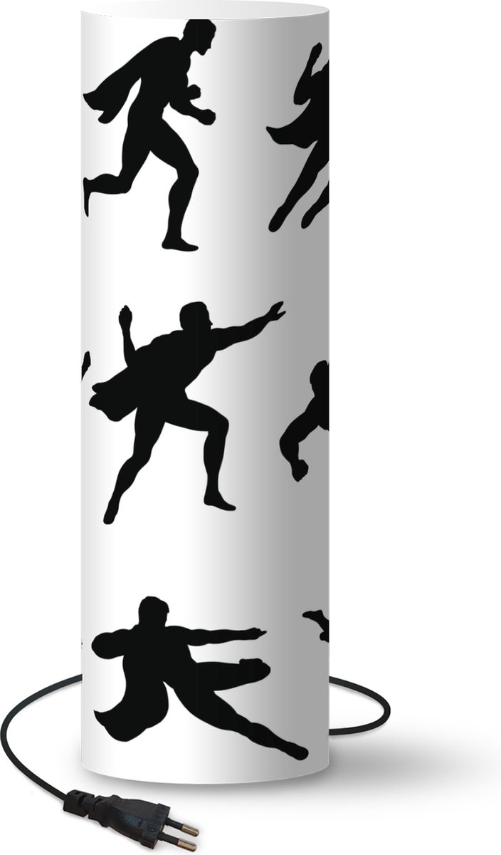 Lamp Superman illustratie - silhouet illustratie van superhelden - 60 cm hoog - Ø19 cm - Inclusief LED lamp
