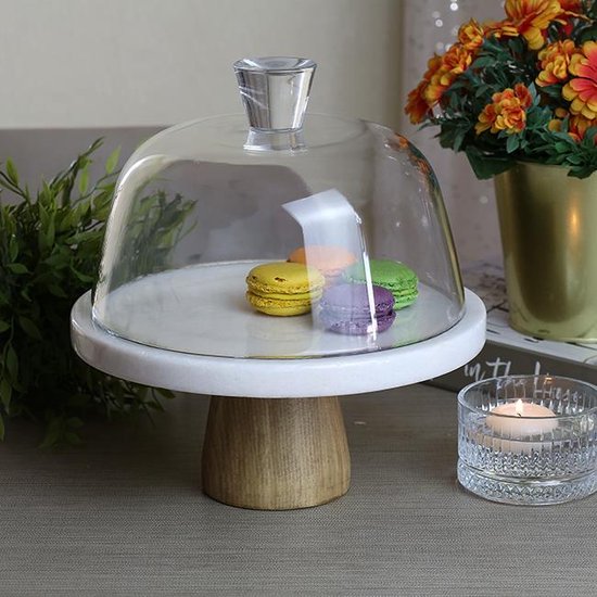 Présentoir à Gâteau En Marbre Avec Base En Métal Et Patins