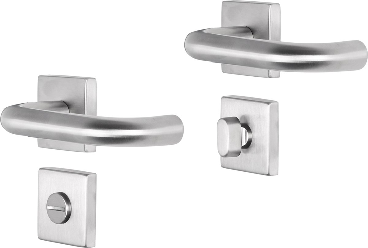 Deurkruk - Impresso Wigan - Voor binnen - Vierkant met vierkant toiletrozet - RVS - 2 stuks