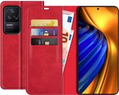 Xiaomi Poco F4 Bookcase hoesje - Just in Case - Effen Rood - Kunstleer