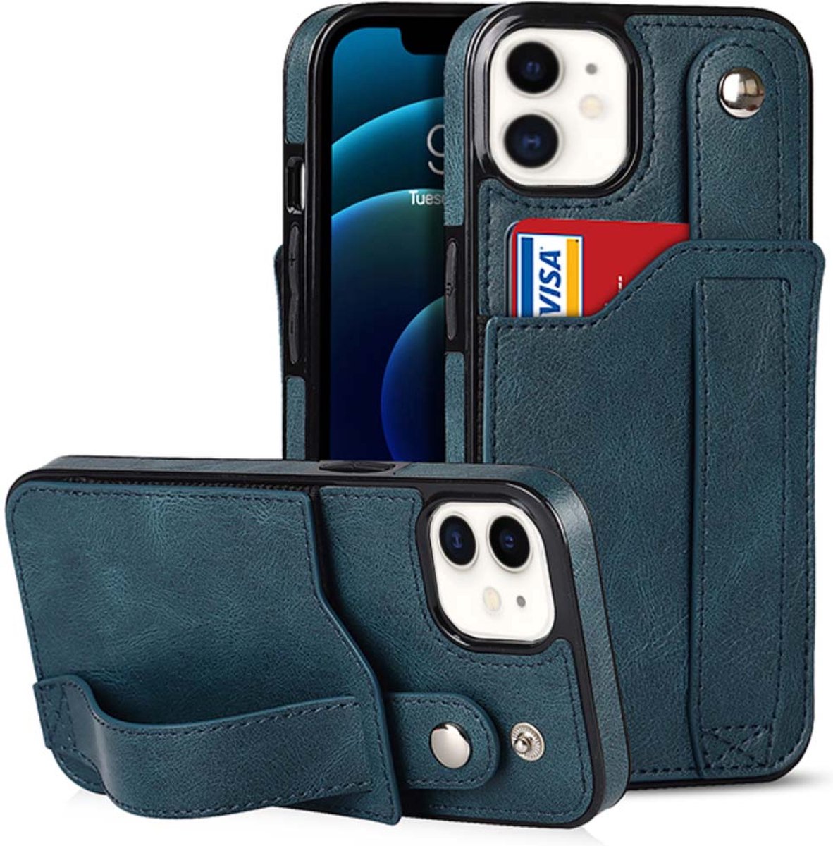 Smartphonica Leren Hoesje Met Pashouder voor iPhone 11 - Blauw geschikt voor iPhone 11