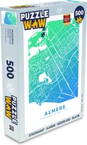 Puzzel Stadskaart - Almere - Nederland - Blauw - Legpuzzel - Puzzel 500 stukjes - Plattegrond