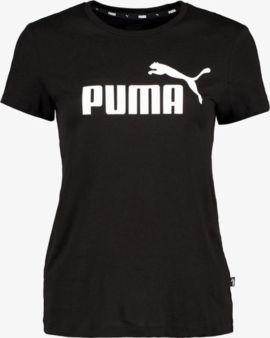 Zwart Puma T-shirt met kort mouwen en wit Puma logo op de borst.