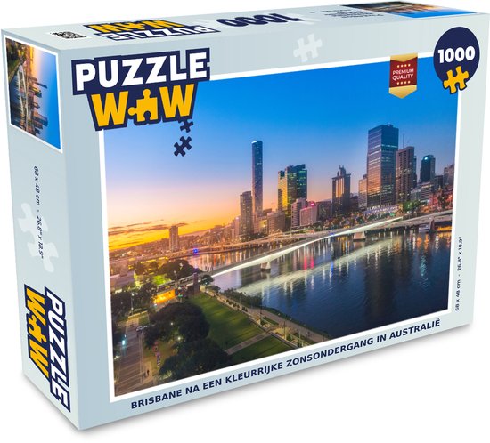 Puzzle Brisbane après un coucher de soleil coloré en Australie - Puzzle - Puzzle 1000 pièces adultes
