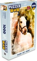 Puzzel Paard - Wit - Krant - Meisjes - Kinderen - Meiden - Legpuzzel - Puzzel 1000 stukjes volwassenen