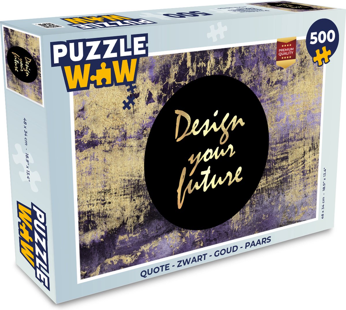 Puzzel Quote - Zwart - Goud - Paars - Legpuzzel - Puzzel 500 stukjes