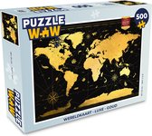 Puzzel Wereldkaart - Luxe - Goud - Legpuzzel - Puzzel 500 stukjes