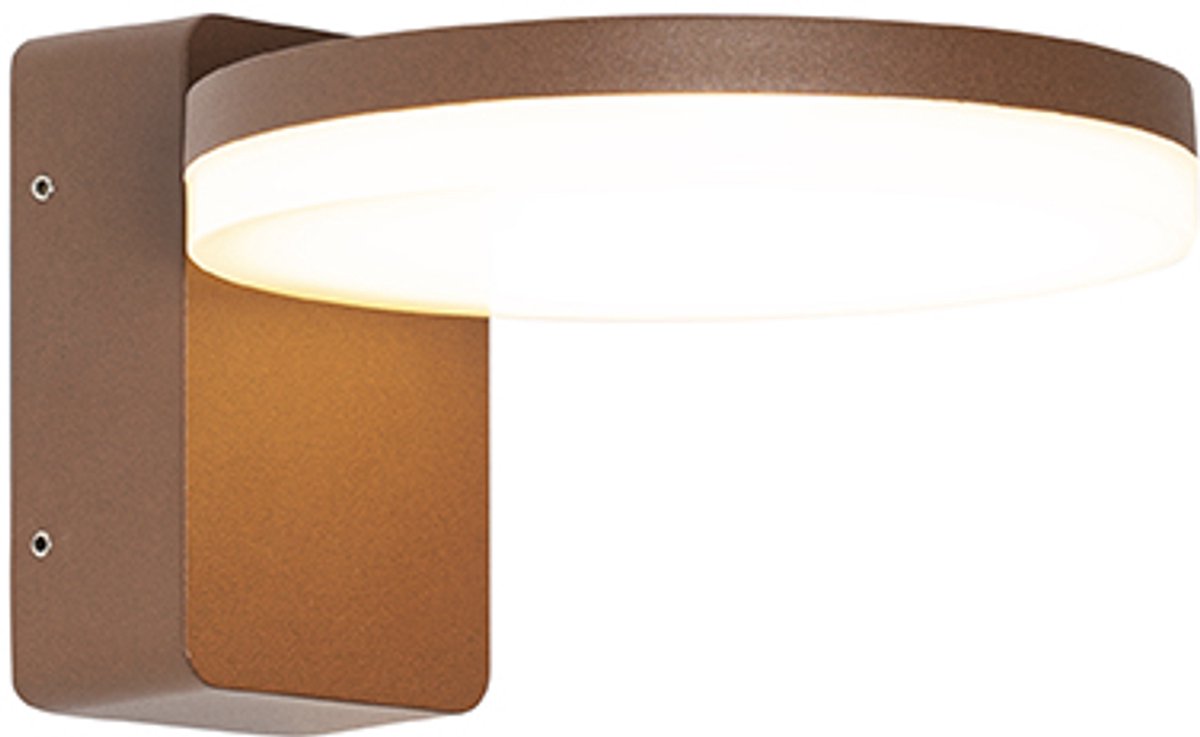 QAZQA led moderne wandlamp, buitenlamp voor in de tuin - Esmee - roestbruin, landelijk, incl. 10.5W geintegreerde led, 16.5cm, IP54, rond