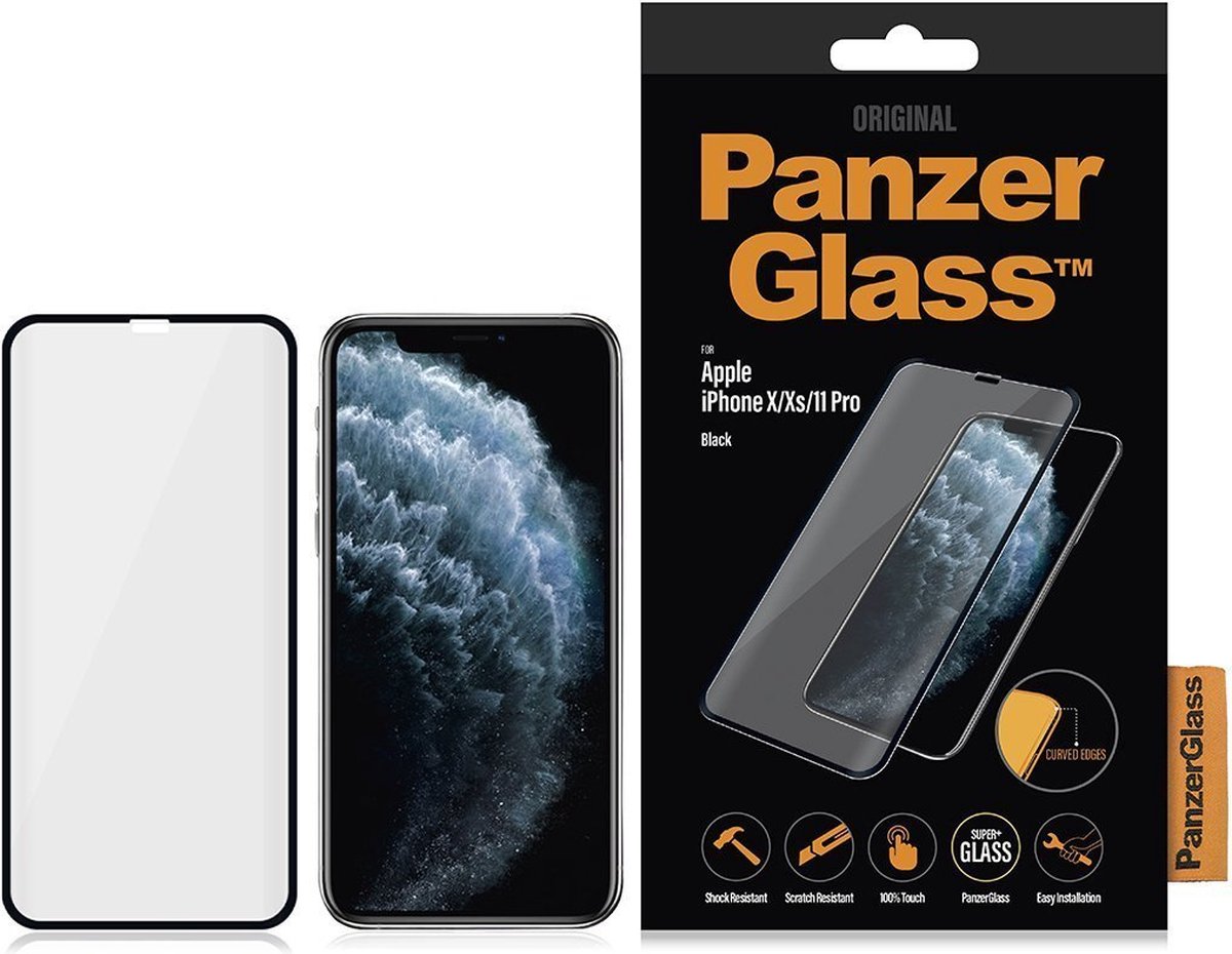 PanzerGlass geschikt voor Apple iPhone X / Xs / 11 Pro screenprotector - zwart