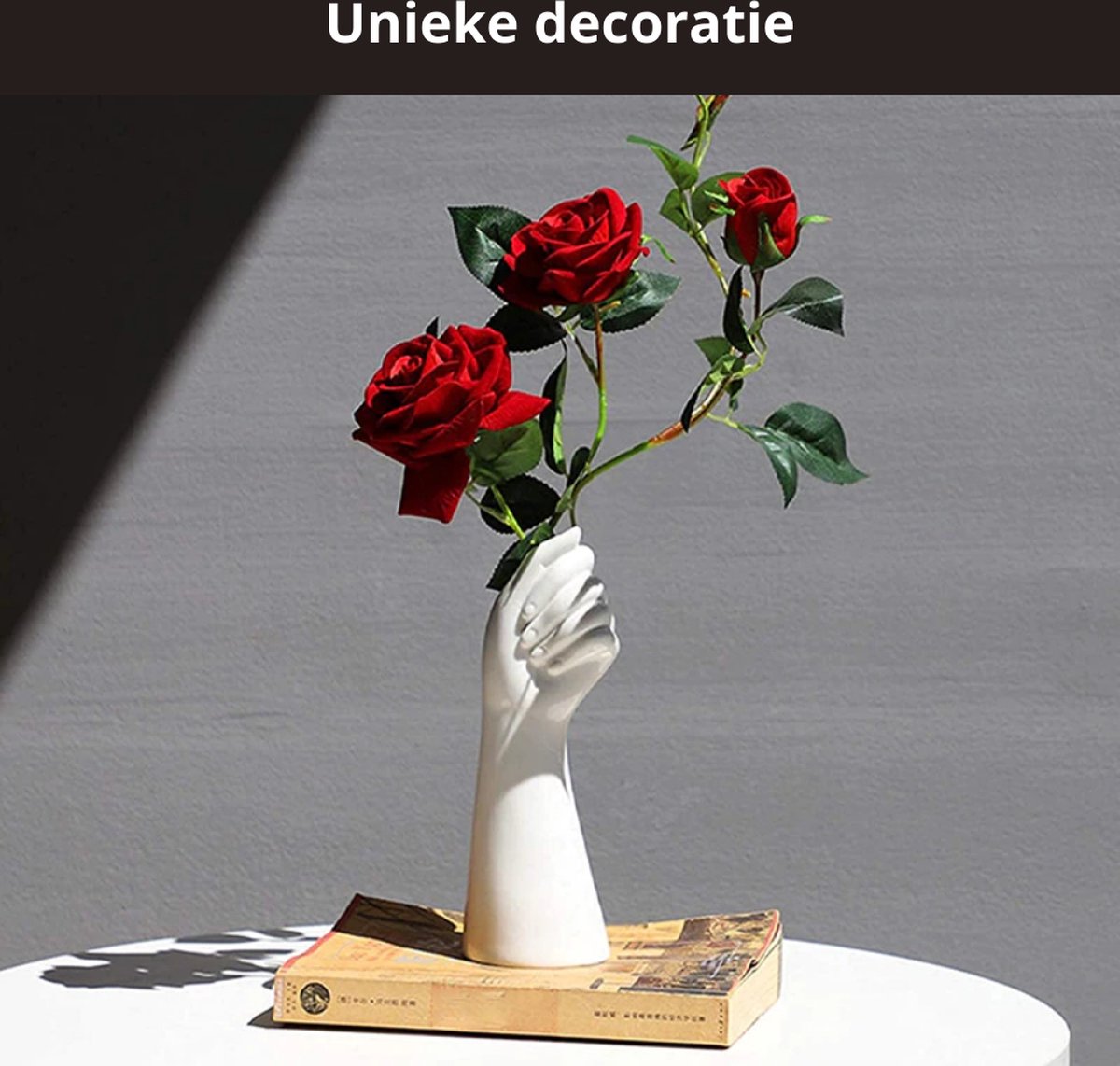 Vase En Céramique En Forme De Mains Tenant Un Cœur - Décoration Salon, Bureau, Mariage - Blanc Ou Rose - 23x9 Cm