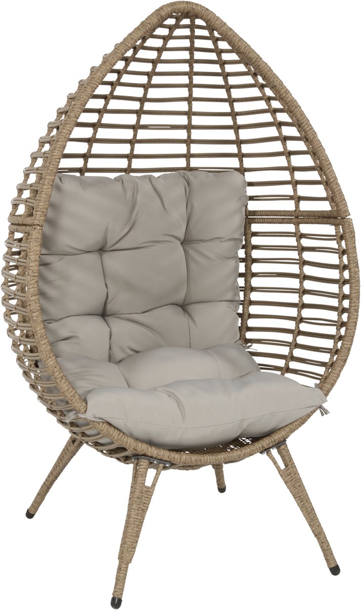 Egg - Lounge fauteuil - eivormig - stalen buisframe - wicker - taupe