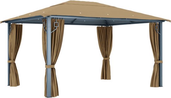 vidaXL Tonnelle avec rideau 400x300 cm Aluminium Taupe