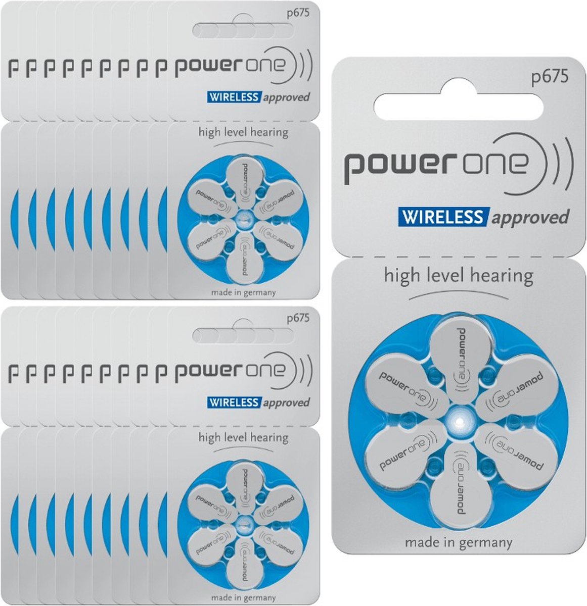 PowerOne 675 : Kwikvrije hoorapparaatbatterijen, 20 Wafeltjes