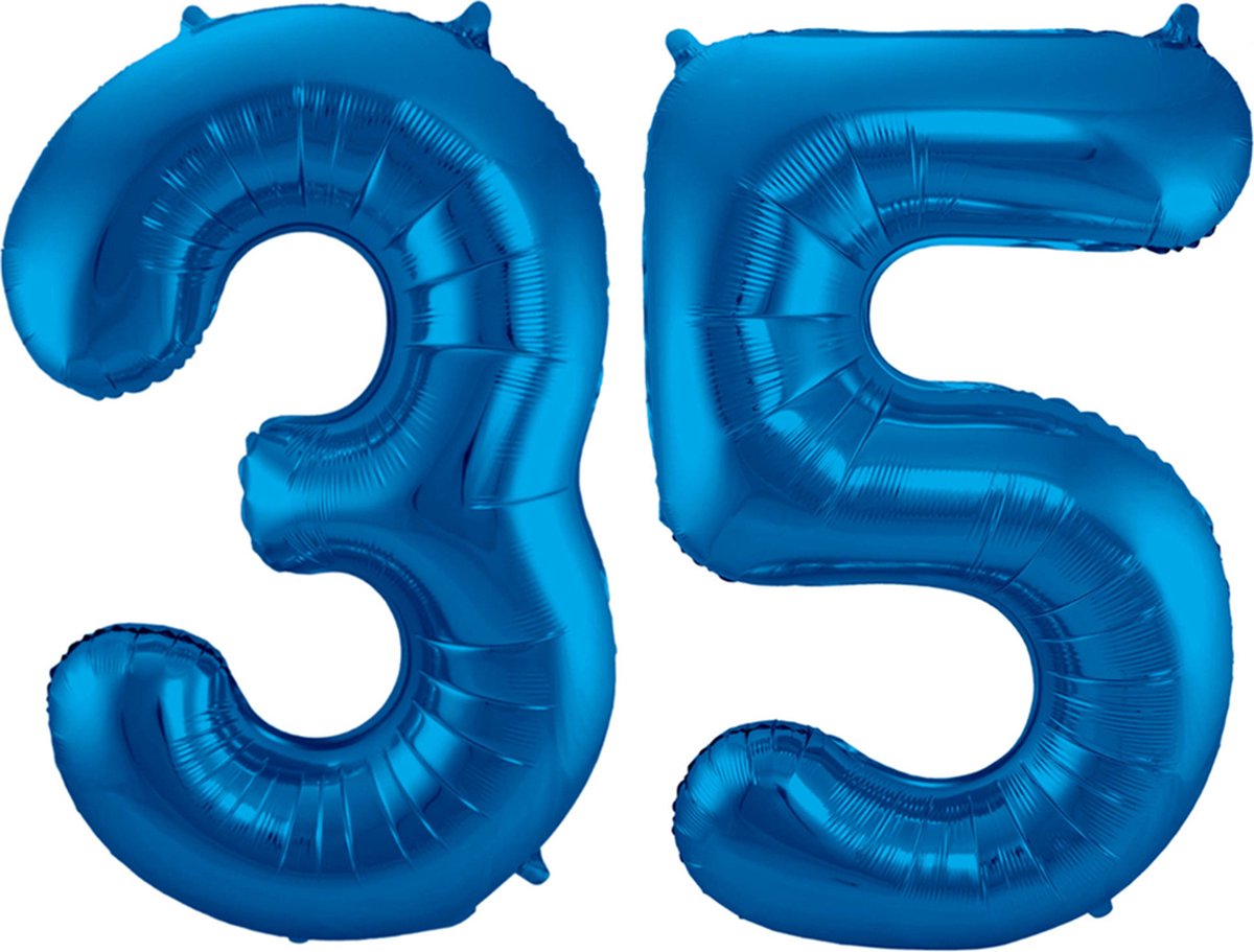 Ballon Cijfer 35 Jaar Blauw Helium Ballonnen Verjaardag Versiering Cijfer Ballon Feest Versiering Rietje